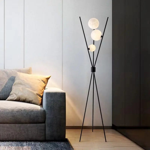 Nordic design 3D moon LED floor lamp with tripod - vue 2 sur 8