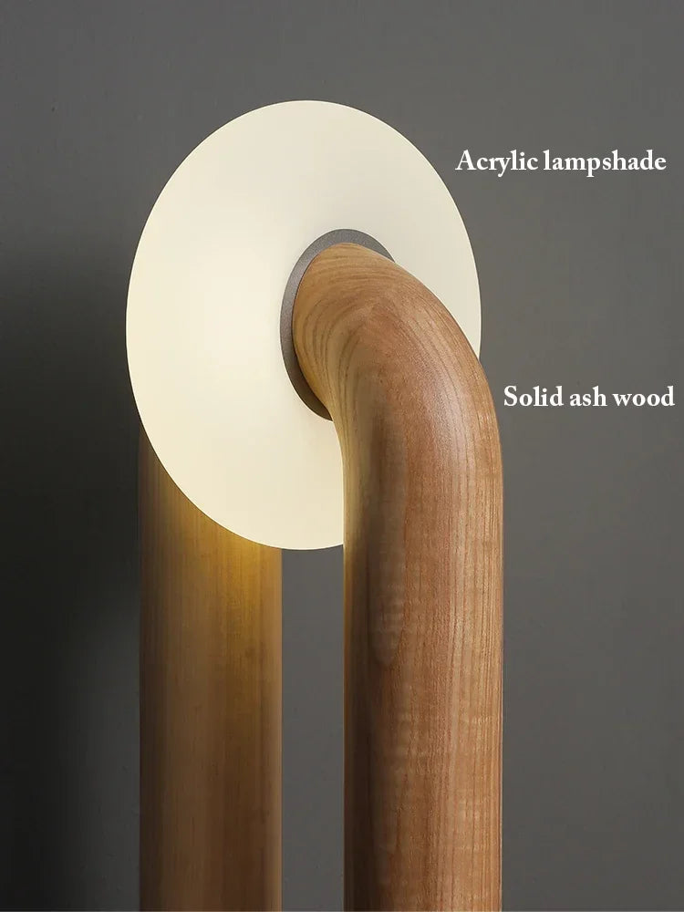 Japanese retro wooden bedside lamp with artistic design, touch control and dimmer - vue 5 sur 9
