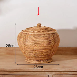 rattan storage basket for food and tea