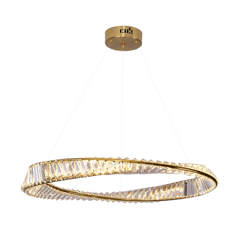 Crystal LED Chandelier for Living Room Kitchen Bedroom Ceiling Pendant Lamp, Gold Modern Remote Control Hanging Light - vue 1 sur 11
