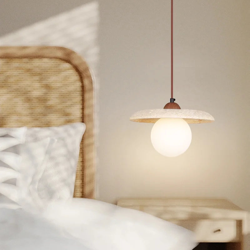 Vintage led chandelier with natural stone suspension