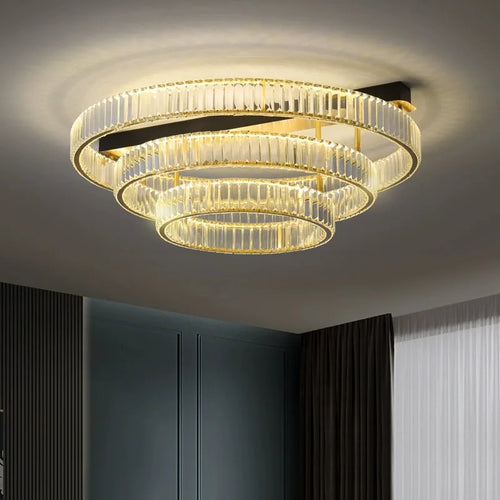Luxury copper and crystal ceiling light modern decoration - vue 4 sur 15
