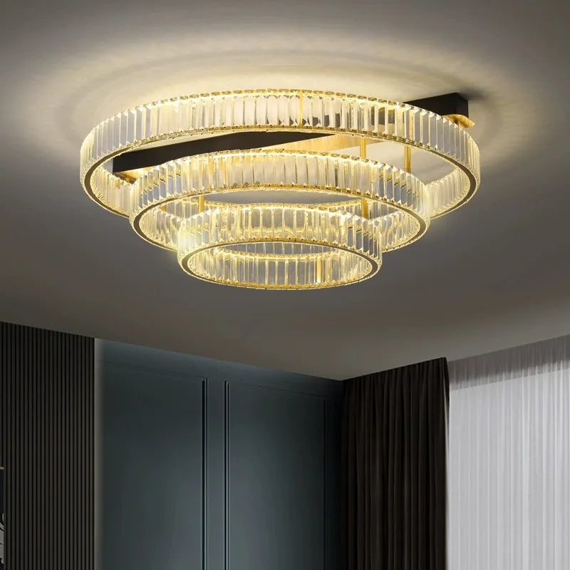 Luxury copper and crystal ceiling light modern decoration - vue 3 sur 15