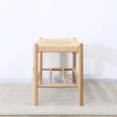 Nordic solid wood bench with braided rope simple design