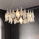 Creative frosted glass chandelier with hanging pearls, modern design