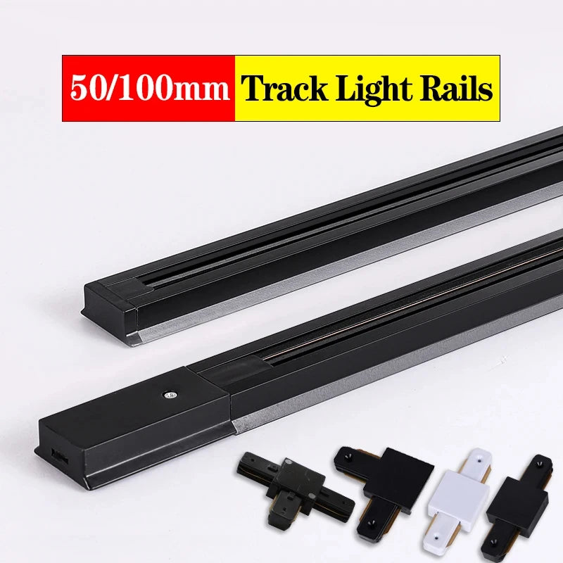 Led track lighting rail for shop with adjustable spotlights