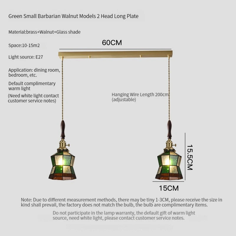 Luxury antique glass and brass pendant chandelier