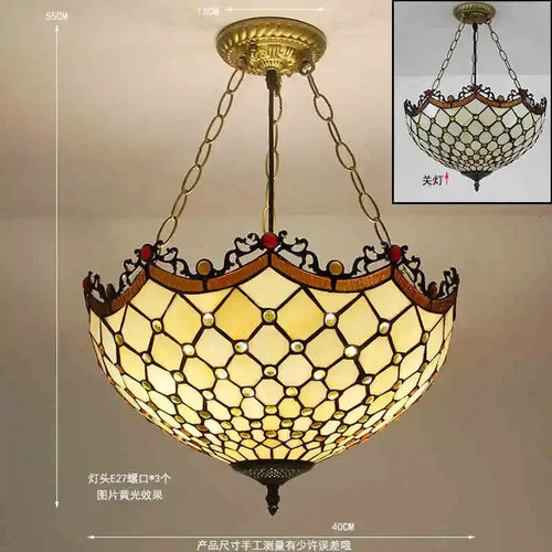 Tiffany style stained glass chandelier for interior decoration - vue 6 sur 11