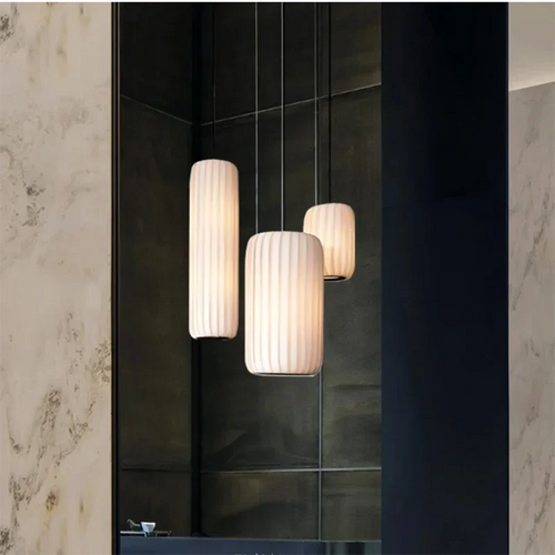 Japanese fabric pendant light modern minimalist artistic luminaire - vue 6 sur 9