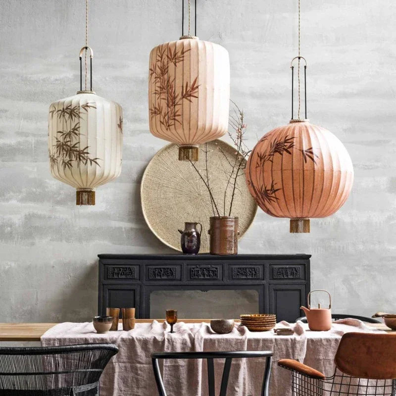 Retro fabric chandelier for restaurant and balcony decoration