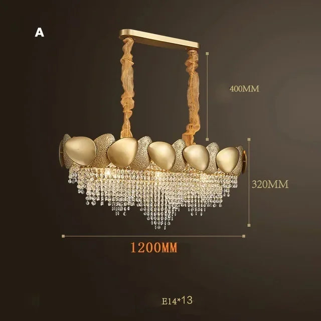 modern crystal chandelier with tassels and stainless steel - vue 8 sur 16