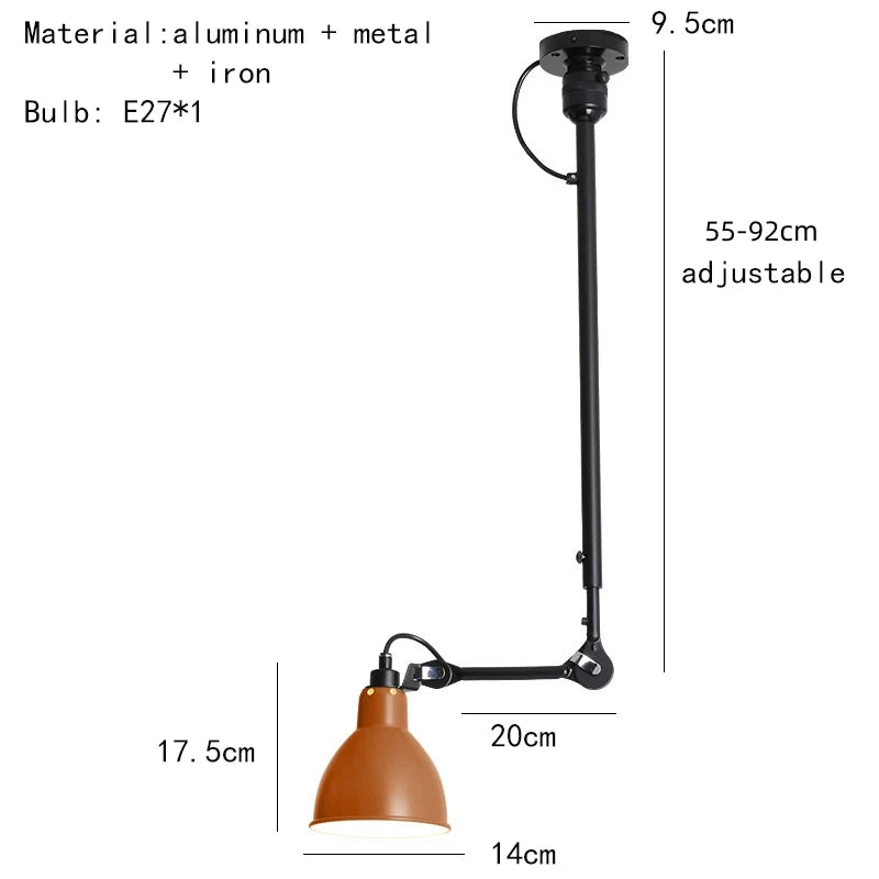 Retro American style chandelier with adjustable length lampshade - vue 19 sur 21