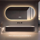 Elliptical smart anti-fog LED wall mirror with three colour settings