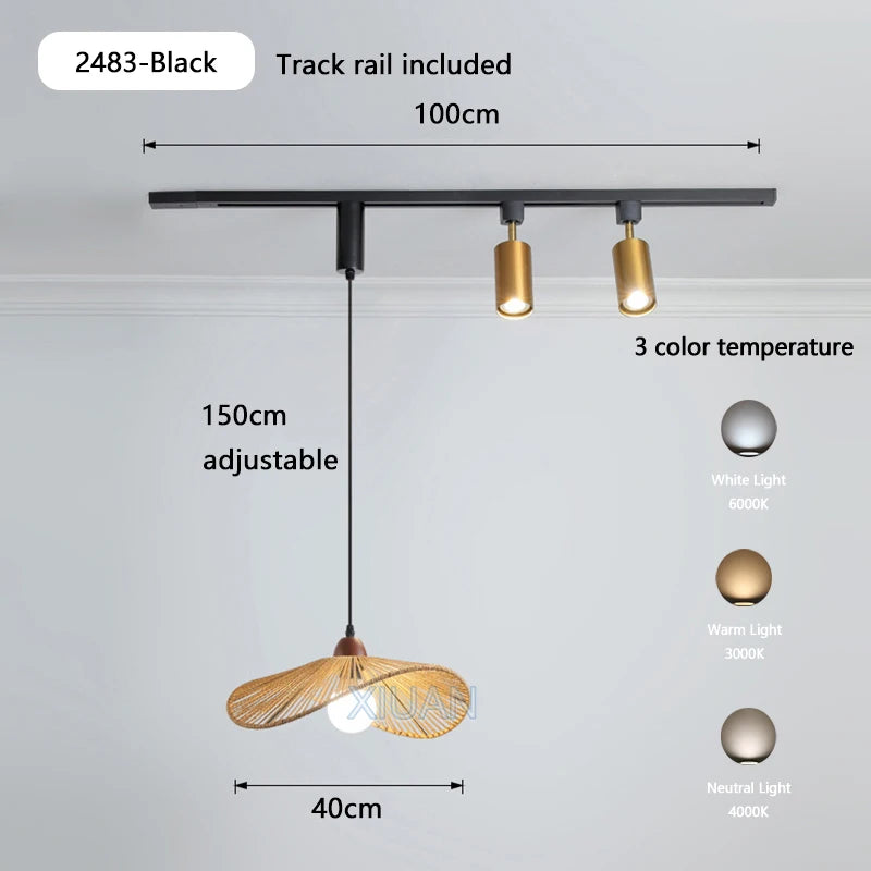 Wabi-sabi retro metal and wood pendant light for shop - vue 13 sur 17
