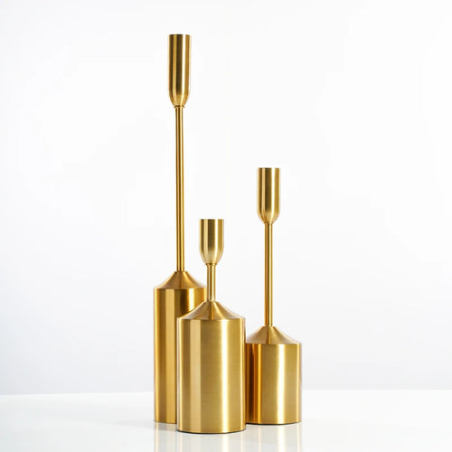 Gold plated metal candle holder for weddings and elegant decoration - vue 7 sur 15