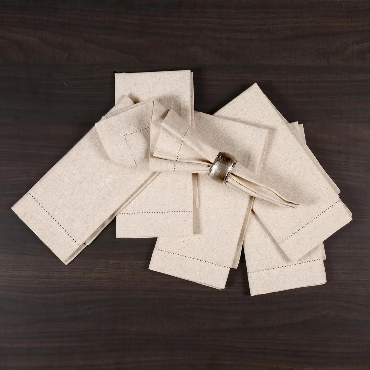 Serviette de table lot 6 serviettes lin classique - vue 3 sur 6