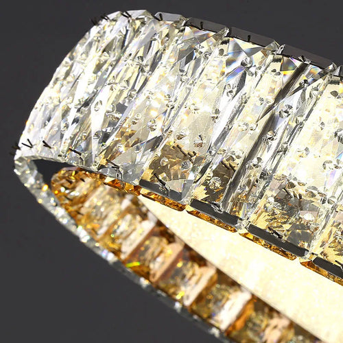 Gold ring ceiling light with luxury crystals and adjustable LED - vue 7 sur 6