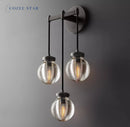 Pearl triple retro modern LED brass and chrome crystal wall light