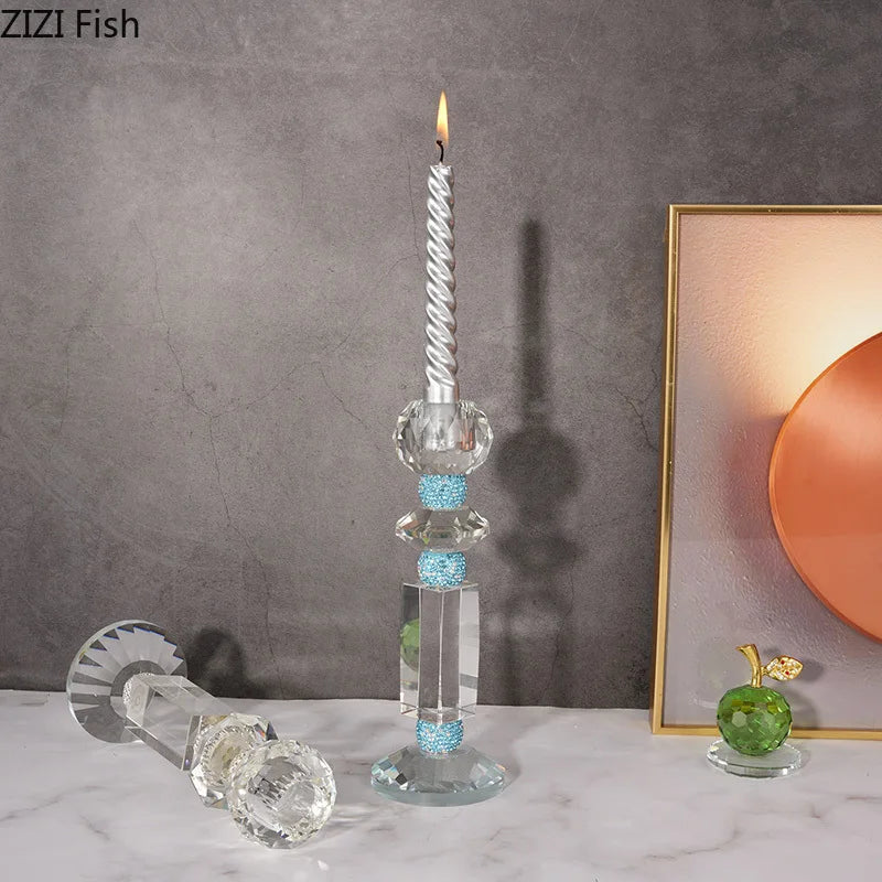 Geometric crystal candle holder for modern and romantic decoration - vue 4 sur 6