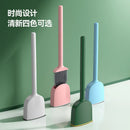Silicone toilet brush with hanging holder and long handle