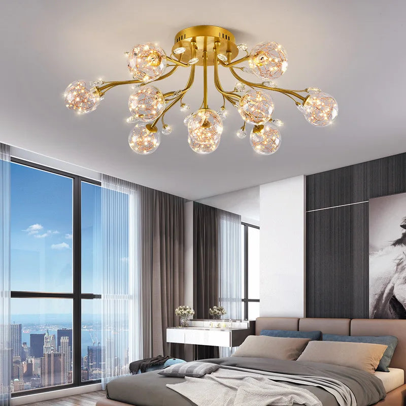 Luxury nordic crystal flower glass LED decorative chandelier - vue 5 sur 9