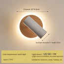 Swivel LED wall light with rotating spotlights wabi-sabi bedside ambiance