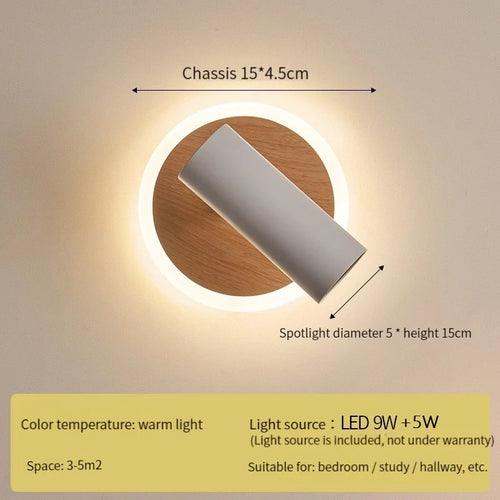 Swivel LED wall light with rotating spotlights wabi-sabi bedside ambiance - vue 3 sur 8