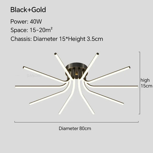 Modern LED ceiling light with remote control for interior decoration - vue 11 sur 12