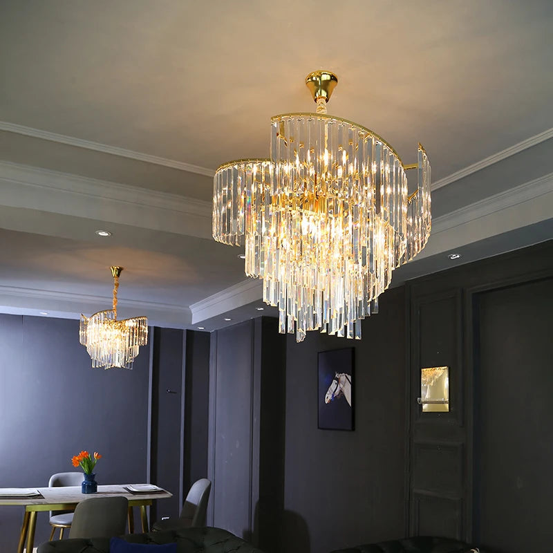 Luxury postmodern decorative spiral crystal chandelier