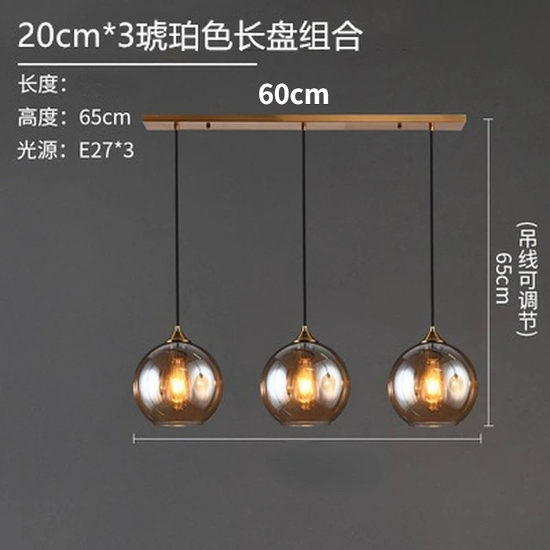 Nordic smoked glass luxury single pendant lamp - vue 18 sur 26