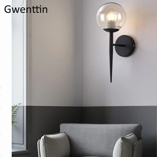 Modern glass ball LED wall light nordic design - vue 4 sur 8