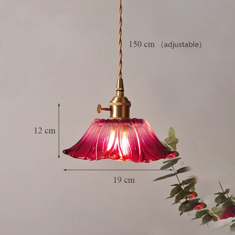 Modern Japanese sunflower glass pendant light decorative - vue 9 sur 12