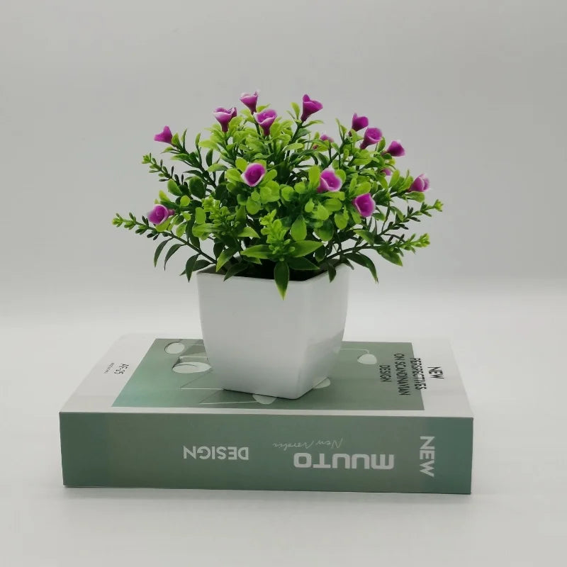 Small potted rose bonsai artificial plant decoration for indoor use
