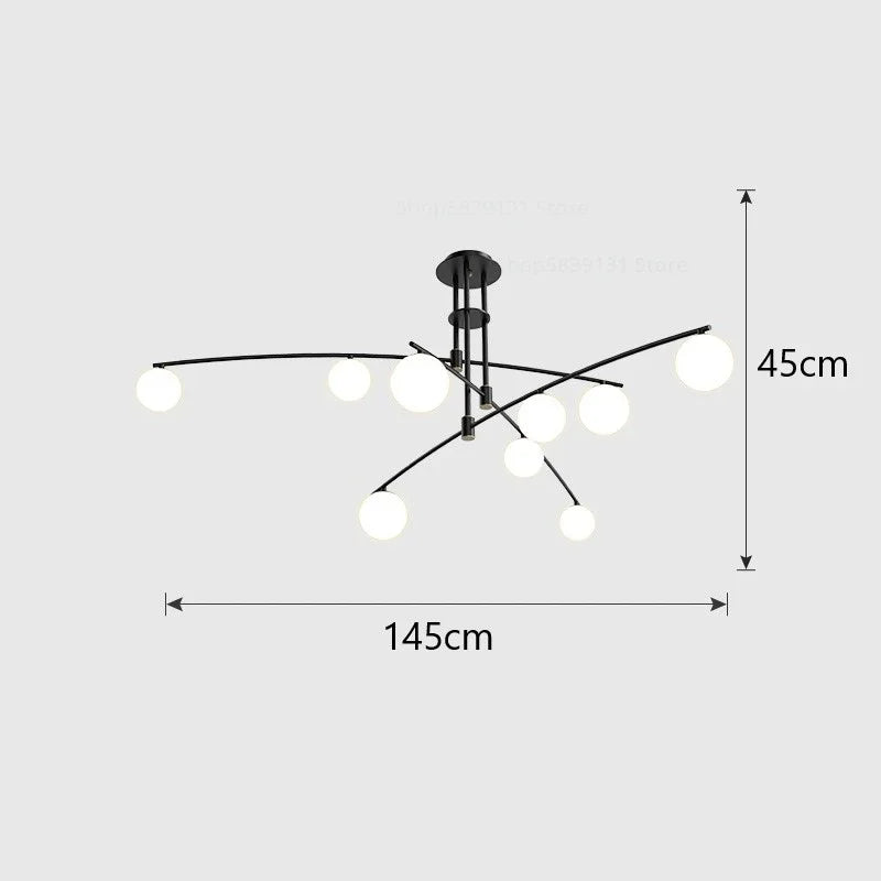 Modern LED glass chandelier Youlaike for living room and kitchen - vue 9 sur 12