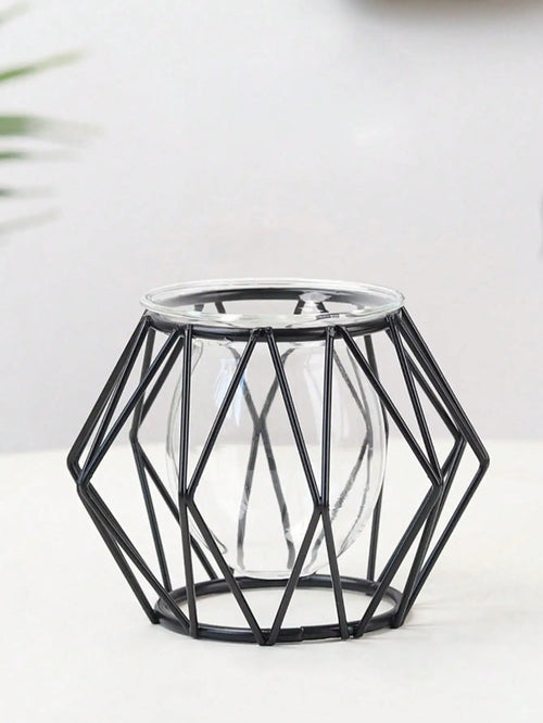 transparent flower arrangement for interior decoration with water plants - vue 6 sur 6