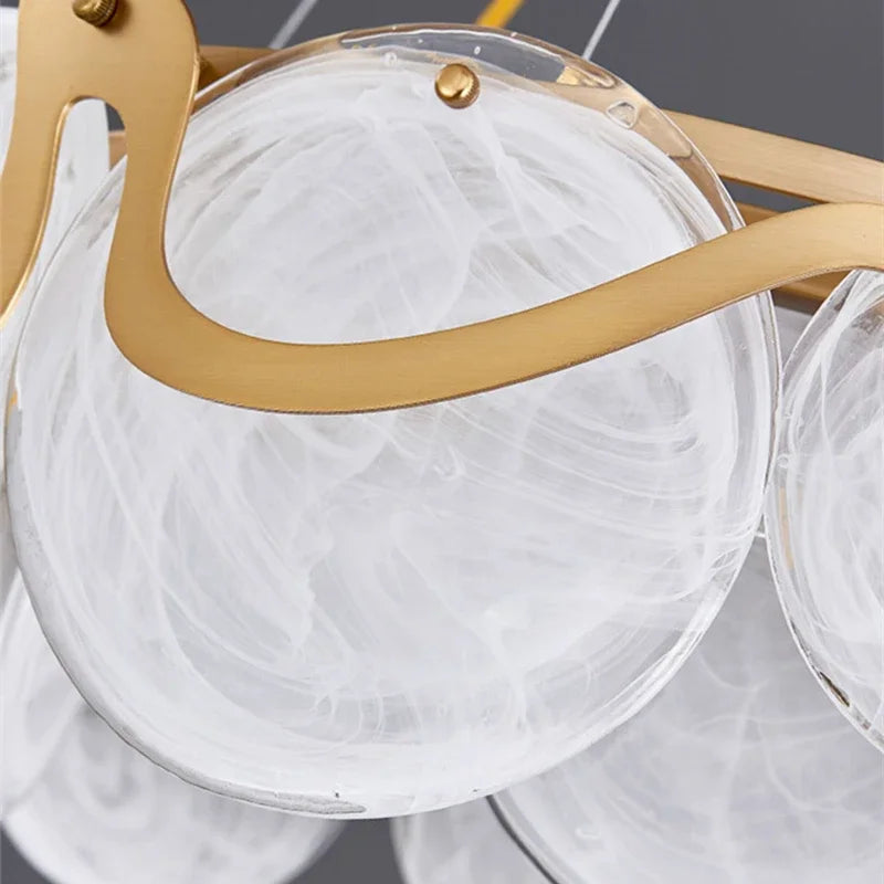 Nordic cloud mist glass chandelier with LED bulb - vue 4 sur 10