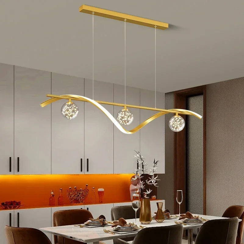 Minimalist glass LED pendant light with dimmer for home - vue 3 sur 8