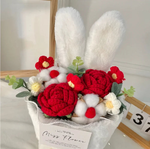 Knitted rose bouquet cartoon gift for valentine’s day and christmas - vue 5 sur 9