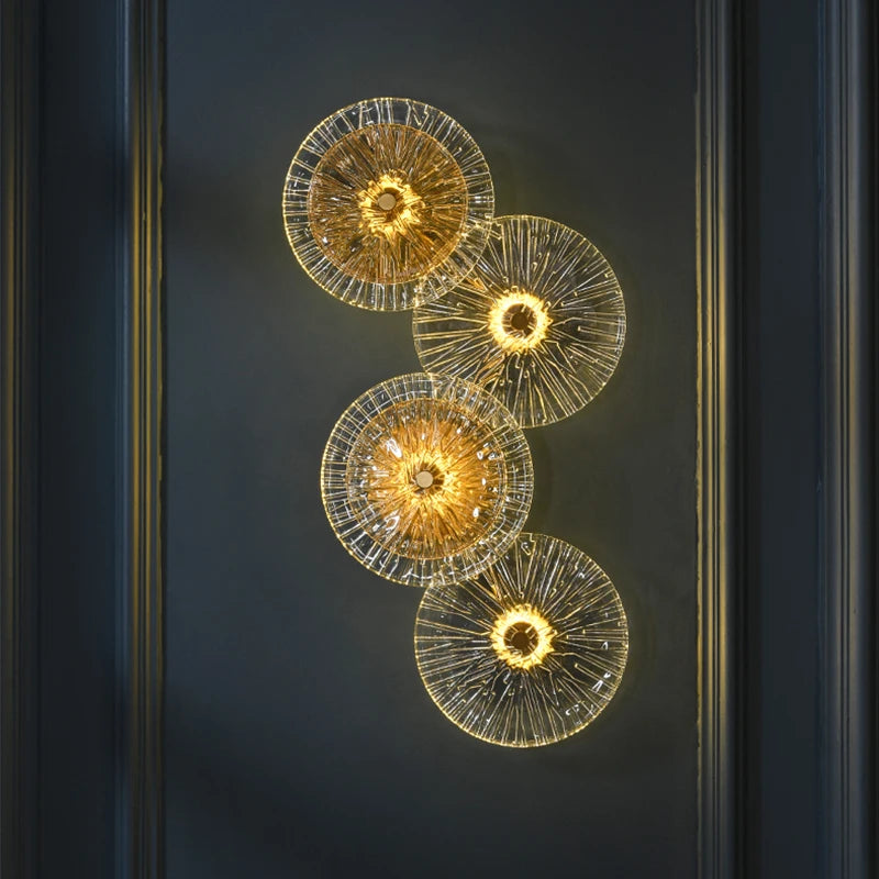 Modern round crystal wall light with LED lighting