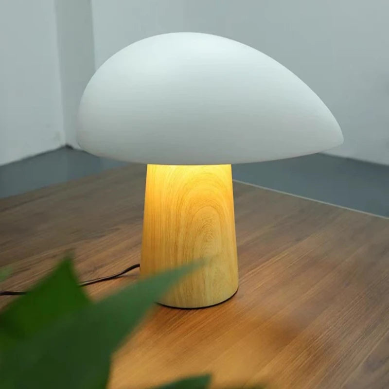 Nordic design wooden mushroom table lamp decorative lighting - vue 4 sur 8