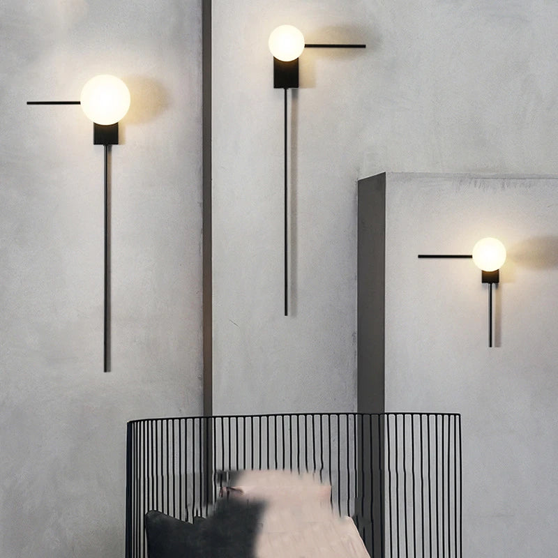 Modern creativity ball wall light with glass lampshade