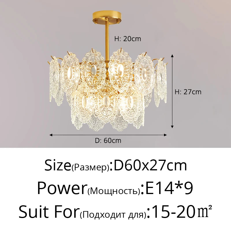 Luxury style glass chandelier for elegant interiors