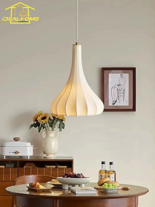 Modern nordic wabi sabi silk pendant light for interiors - vue 4 sur 9