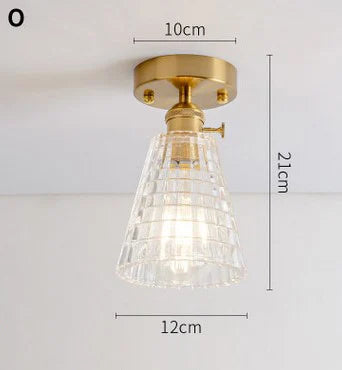 Modern Japanese retro carved glass ceiling light - vue 18 sur 18