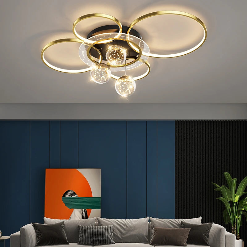 Modern decorative ring-shaped ceiling light for interiors