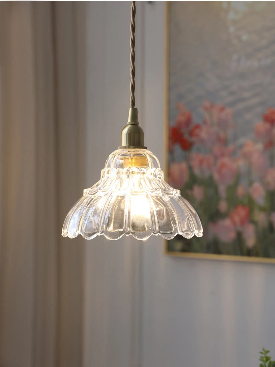 Japanese style glass and brass pendant light nordic luxury design