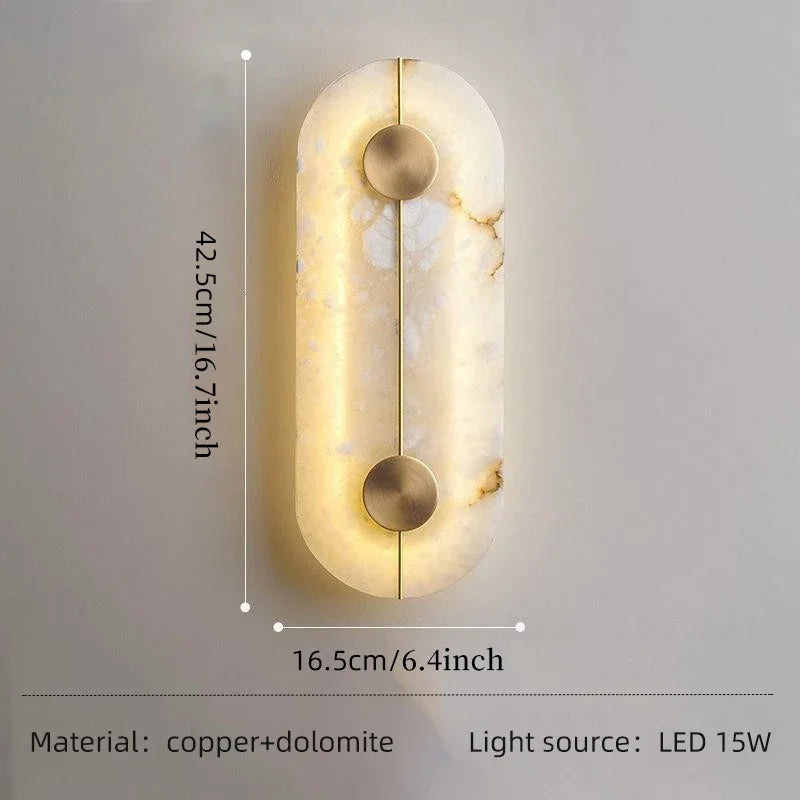 Modern nordic marble and gold copper LED wall light