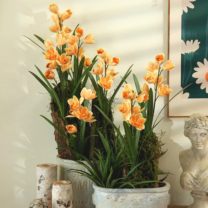 Artificial cymbidium flowers for wedding and event decoration - vue 4 sur 11