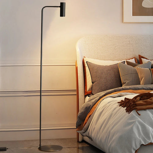 Minimalist brass rotating floor lamp with 3 brightness levels - vue 3 sur 8