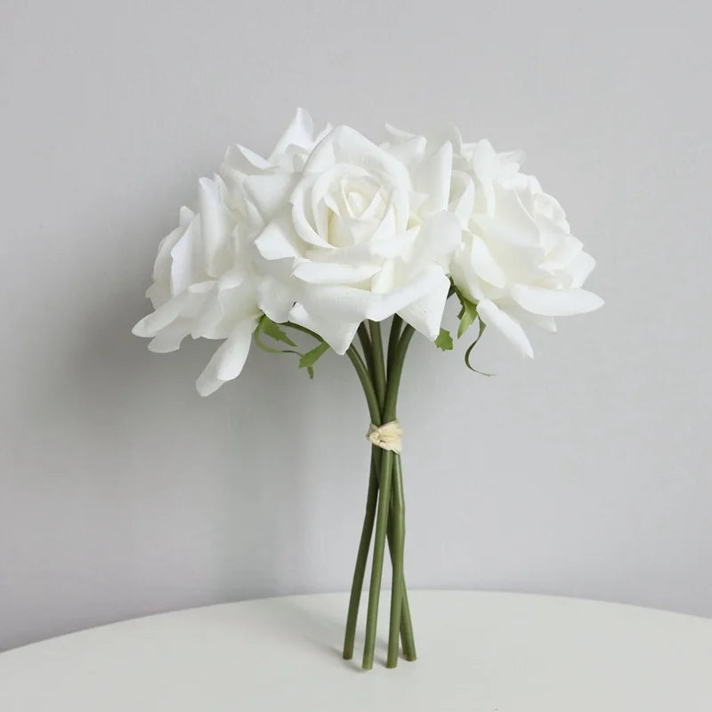 Curled edge artificial rose bouquet for weddings and decoration